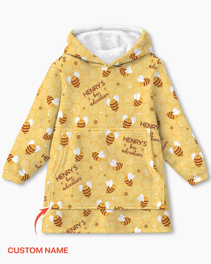 Custom Name Bee Back To School Bamboo Blanket Hoodie