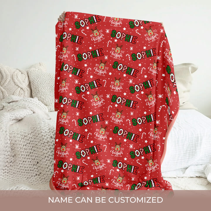 Custom Name "My First Christmas 2025" Toddler Blanket