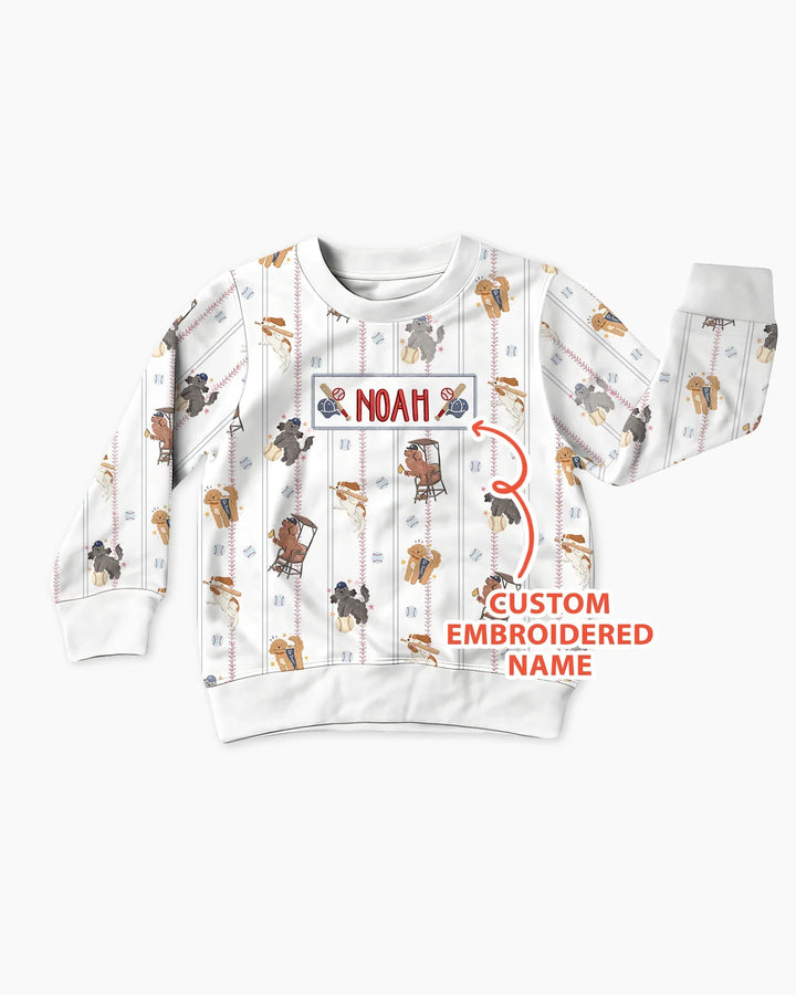 Personalisiertes, besticktes Name Baseball Bambus Rundhals-Sweatshirt