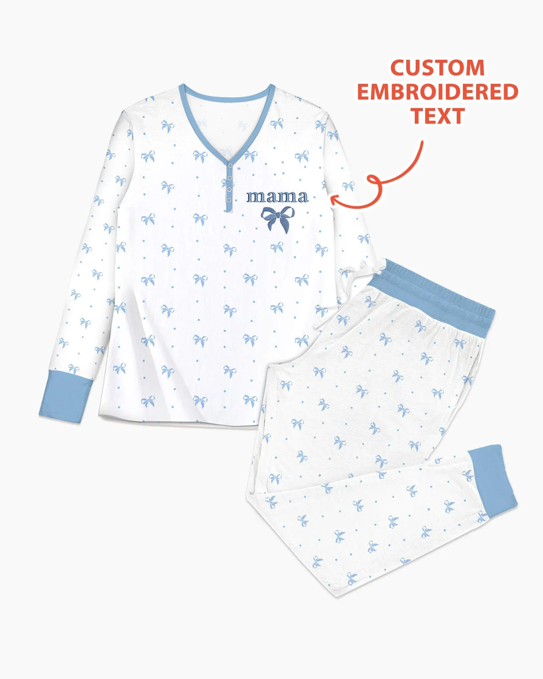 Custom Embroidered Name Mommy and Girls Matching Bamboo Women Pajama Set