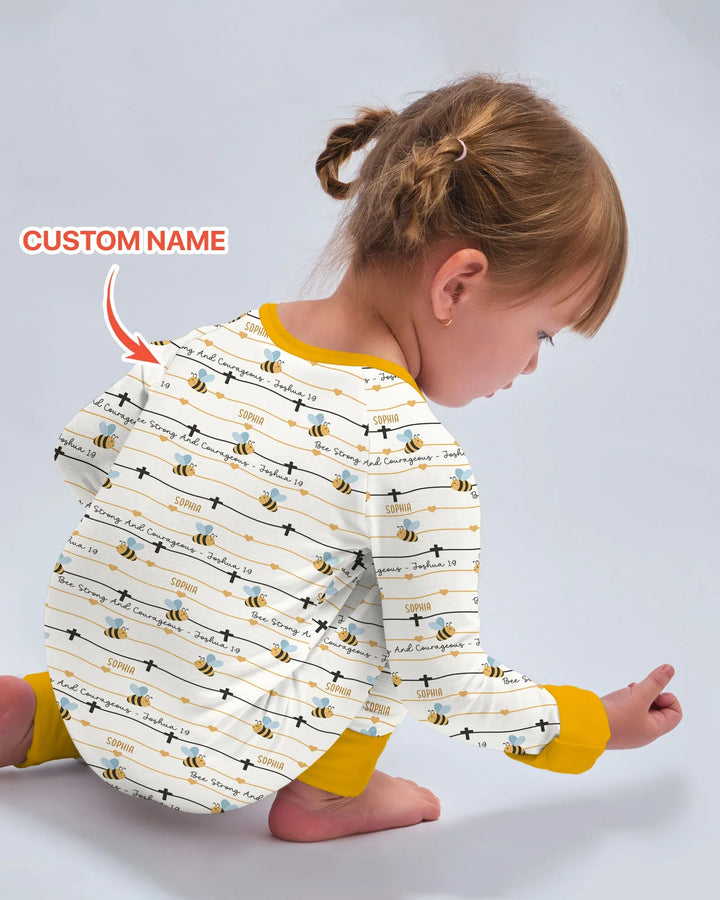Bee Strong And Courageous Custom Name Bamboo Convertible Zippy