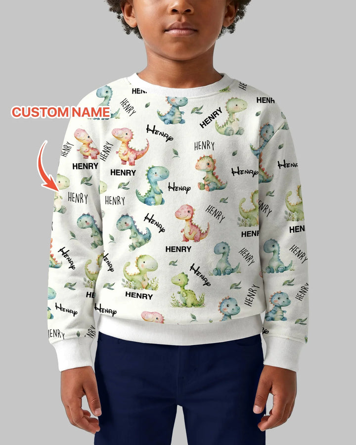 Dinosaur Custom Name Crewneck Sweatshirt