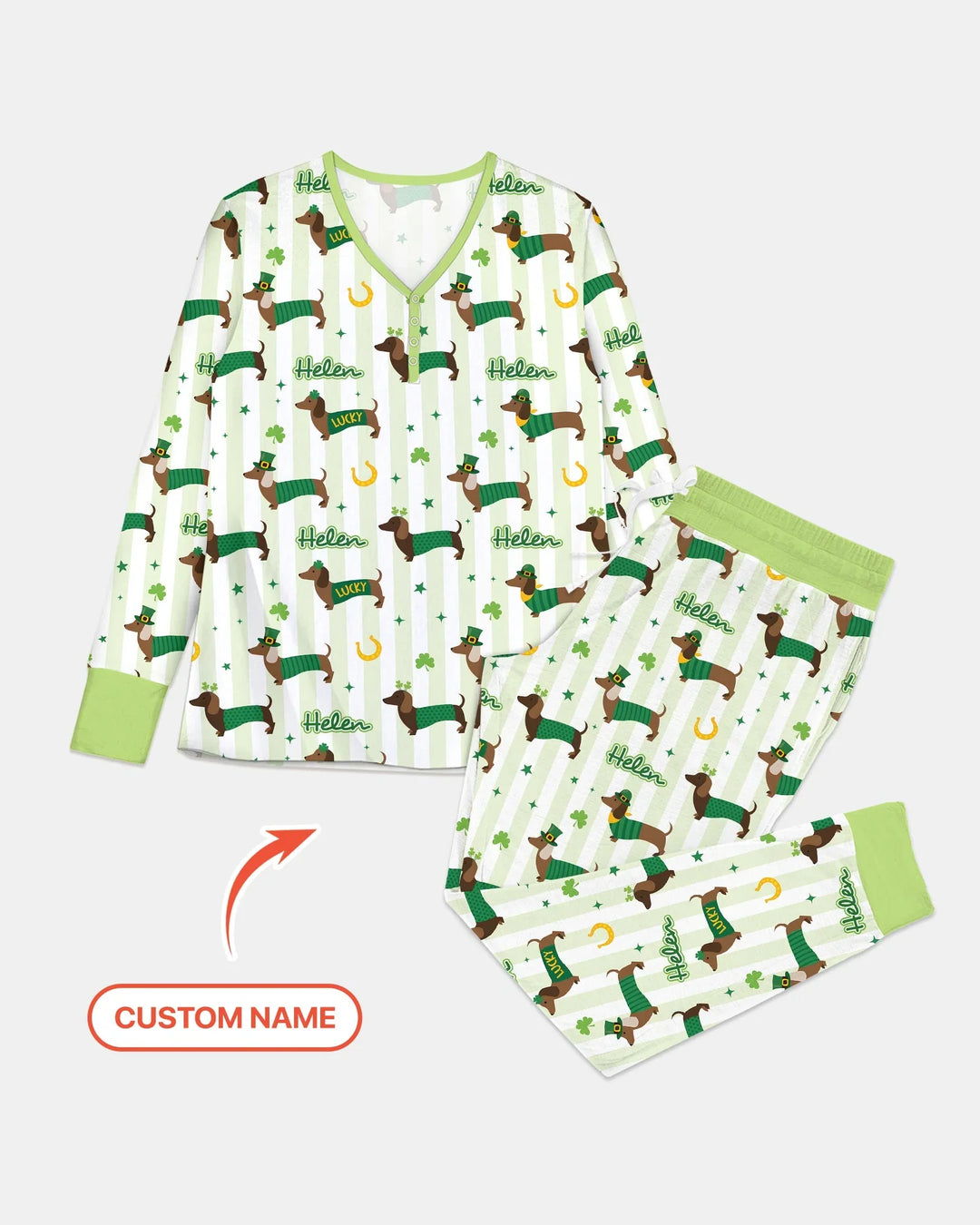 Lucky Dachshunds St. Patrick's Day Family Matching Women Pajama Set