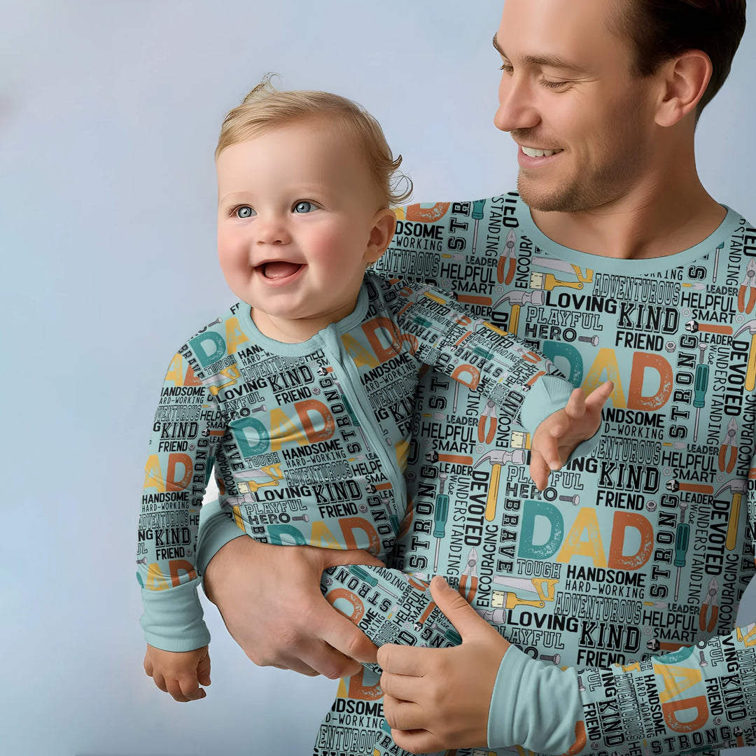 Dad Word Collage Bamboo Men's Pajama Set