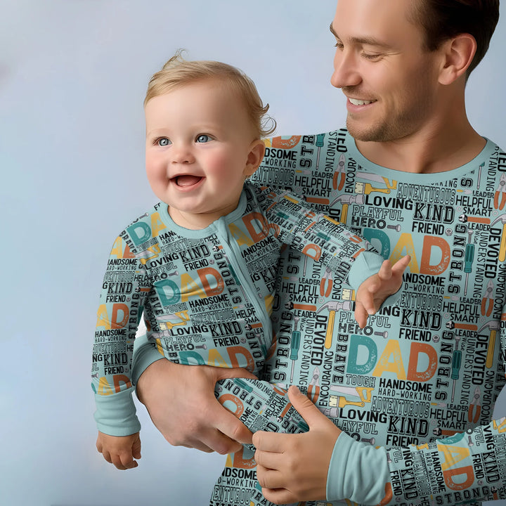 Dad Word Collage Bamboo Men's Pajama Set