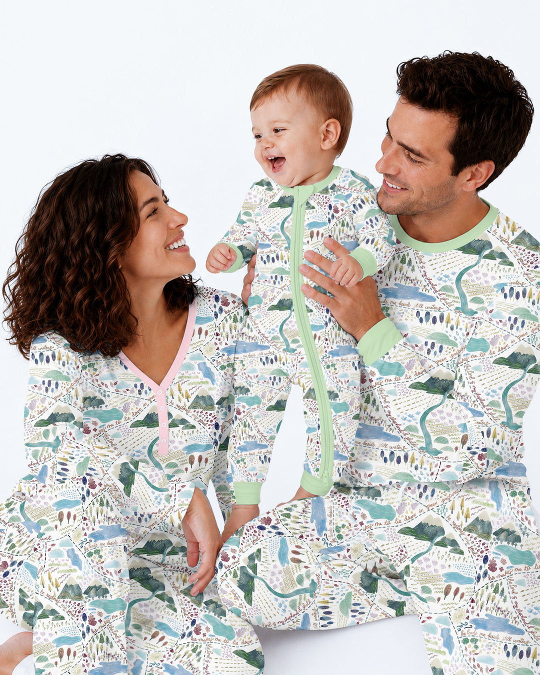 Whimsical Psalms 23 Map Bamboo Two Piece Short Sleeve Shorts Pajama Set