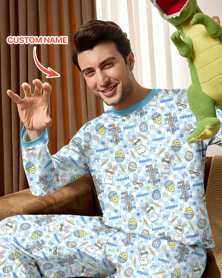 Custom Name Retro Easter Men's Pajama Set