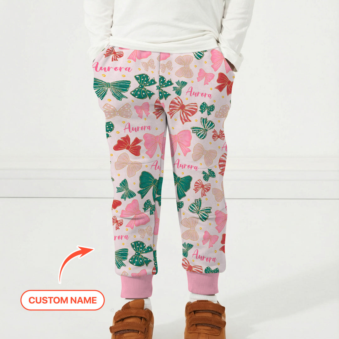 Custom Name Preppy Coquette Bows Jogger