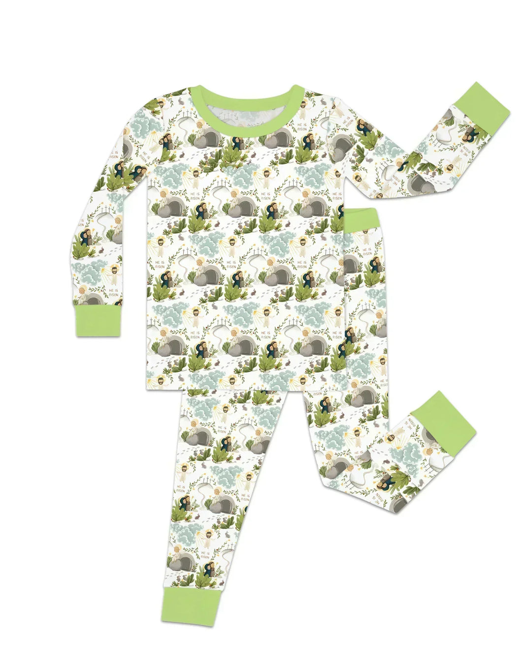 Matthew 28:1–8 He Is Risen Bamboo Two Piece Long Sleeve Pajama Set