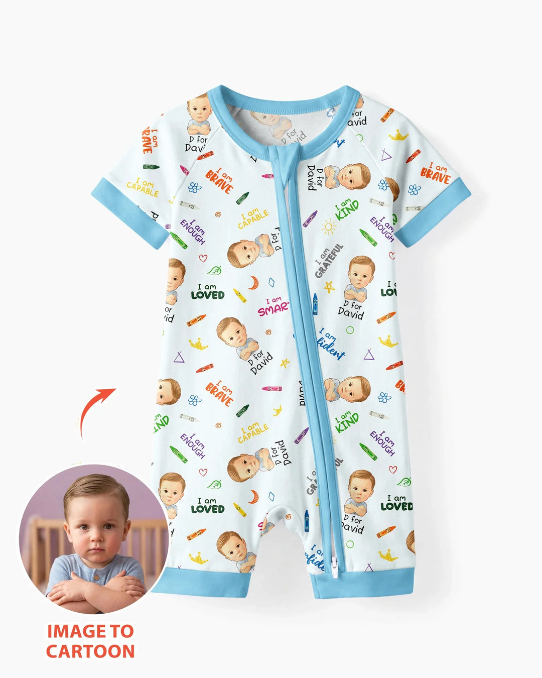 Kids Affirmations Custom  Bamboo Shorty Zippy