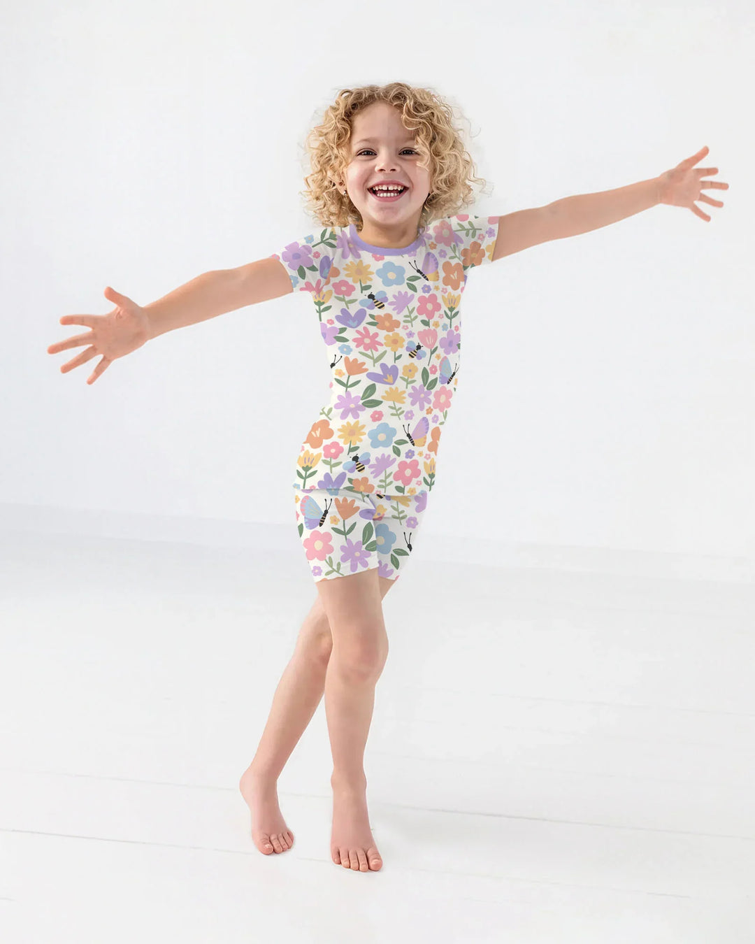 Flower Gardens Bamboo Two Piece Short Sleeve Shorts Pajama Set