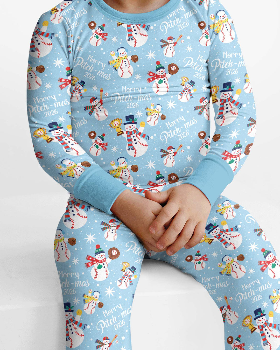 Baseball Christmas Non-custom version Bamboo Two Piece Long Sleeve Pajama Set