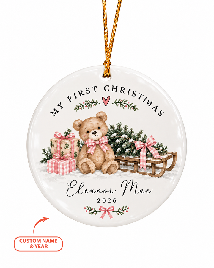 Baby Bear First Christmas Ceramic Ornament