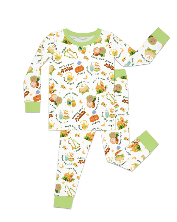 Ramadan Mubarak Matching Family Two Piece Long Sleeve Pajama Set