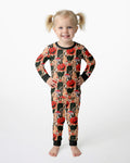 Black Cat And Pumpkin Halloween Bamboo Two Piece Long Sleeve Pajama Set