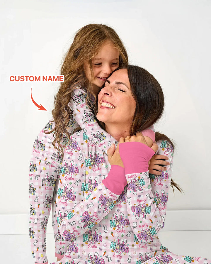 Custom Name Easter Family Matching Women Pajama Set