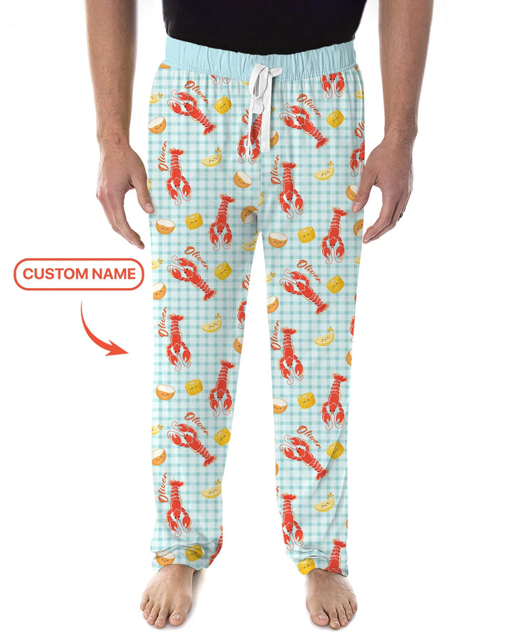 Custom Name Preppy Crawfish Season Bamboo Men's Pajama Set