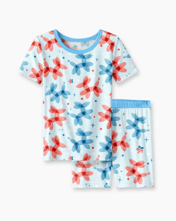Conjunto de Pijama de Dos Piezas de Bambú con Mangas Cortas y Pantalones Cortos