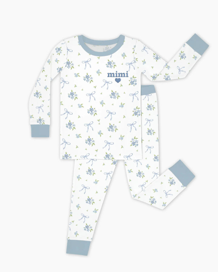 Mommy and Me Matching Embroidered Baby Bamboo Two Piece Long Sleeve Pajama Set