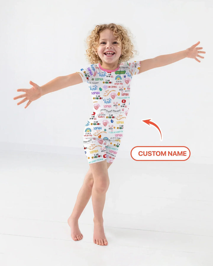 Daily Affirmations Matching Mommy & Baby Bamboo Two Piece Short Sleeve Shorts Pajama Set