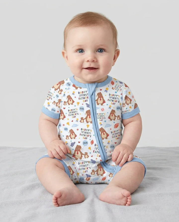 First Father's Day Daddy Bear Family Matching Bamboo Shorty Zippy