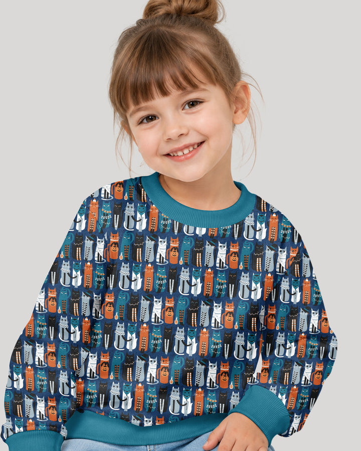 Retro Halloween Cat Bamboo Crewneck Sweatshirt