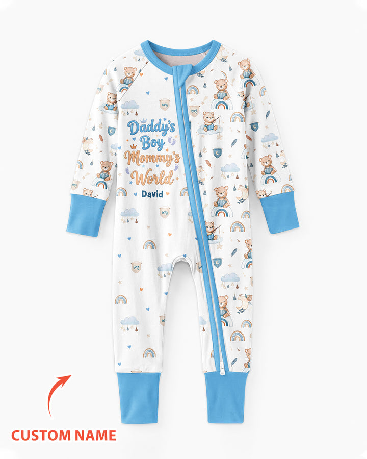 Custom Name Daddy' Boy Mommy' World Bamboo Convertible Zippy