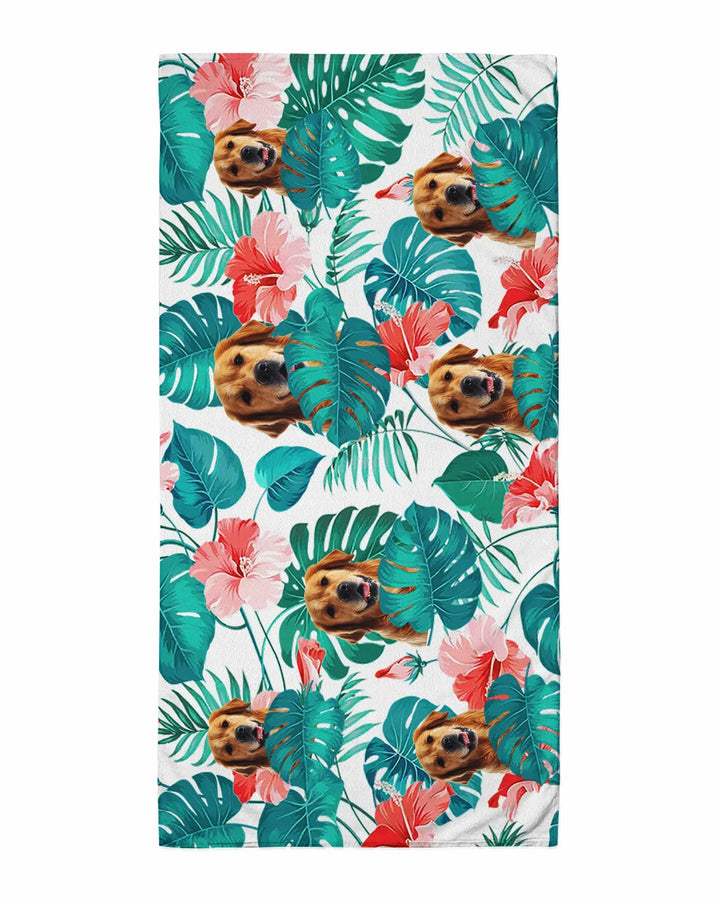 Hawaiian Custom Photo Dog Bamboo Beach Towel