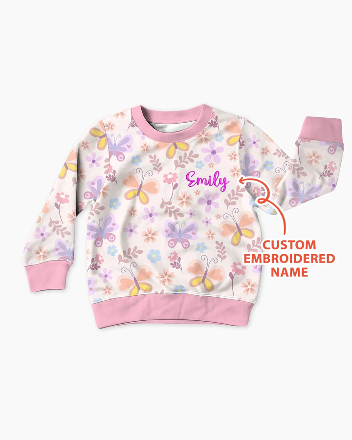Custom Embroidered Name Butterfly Bamboo Crewneck Sweatshirt