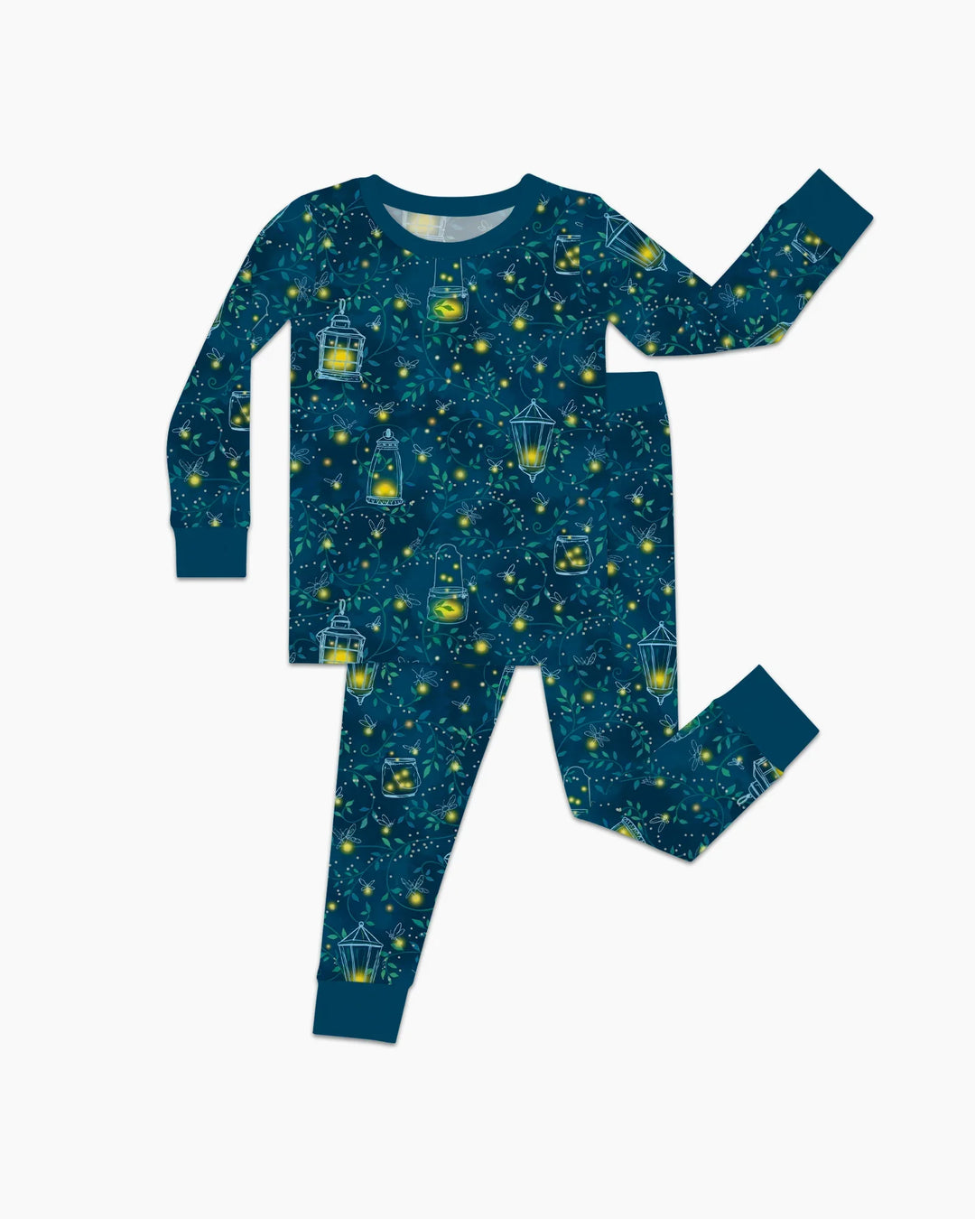 Conjunto de pijama de dos piezas de manga larga de bambú Firefly Evening Forest