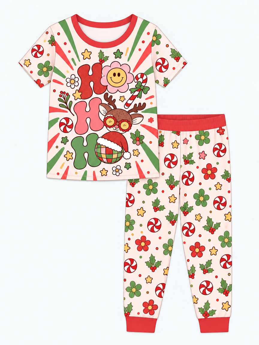 Ho Ho Ho Holiday Bamboo Two Piece Short Sleeve Pajama Set