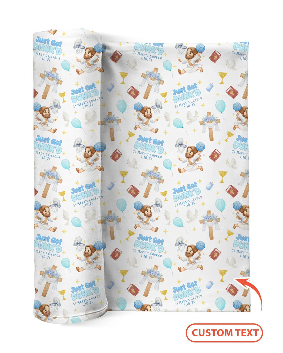 Custom Name Baptism Just Got Dunk'd swaddle blanket