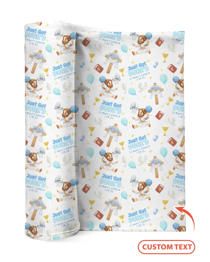 Custom Name Baptism Just Got Dunk'd swaddle blanket