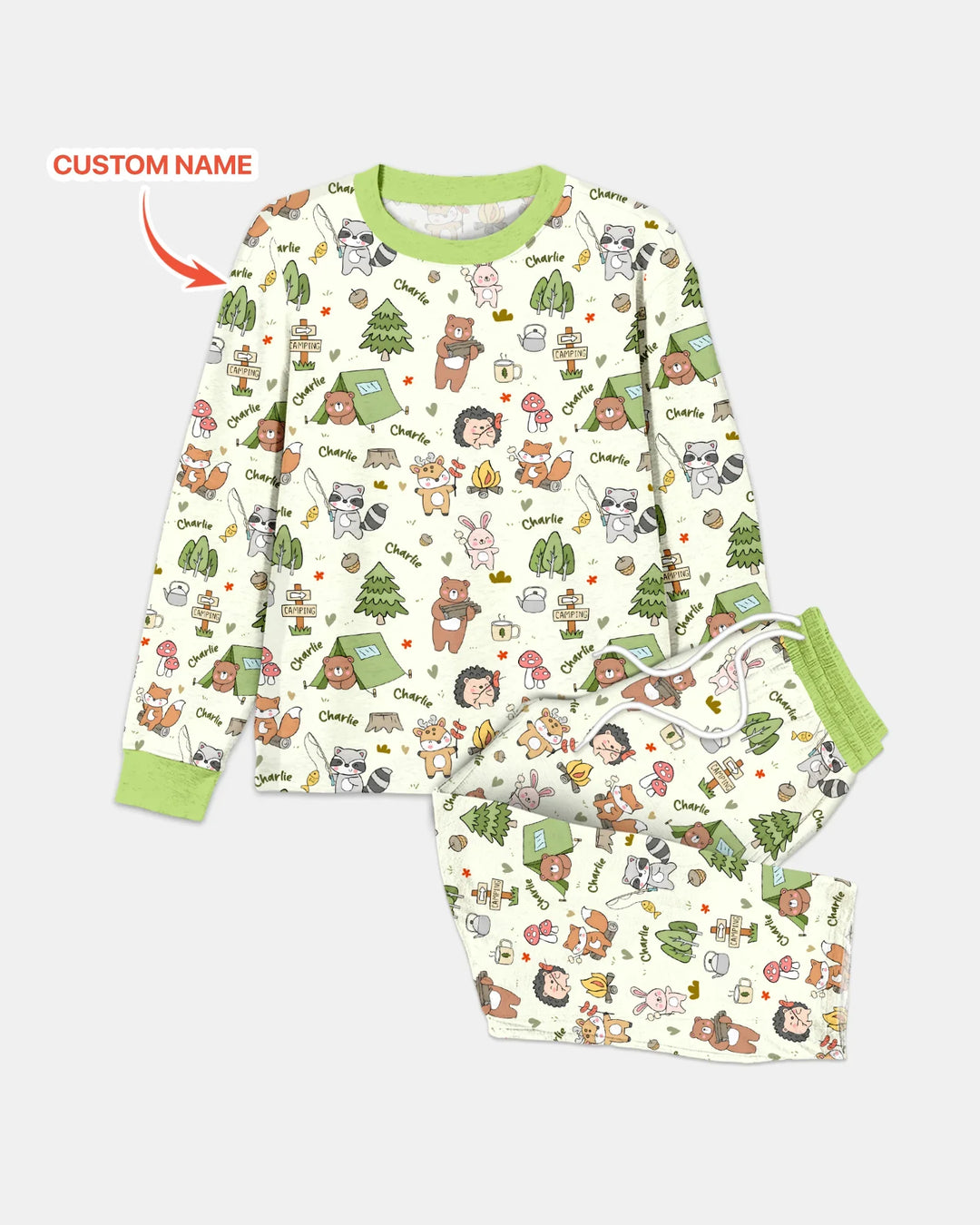Custom Name Little Camp Buddies Bamboo Men's Pajama Set