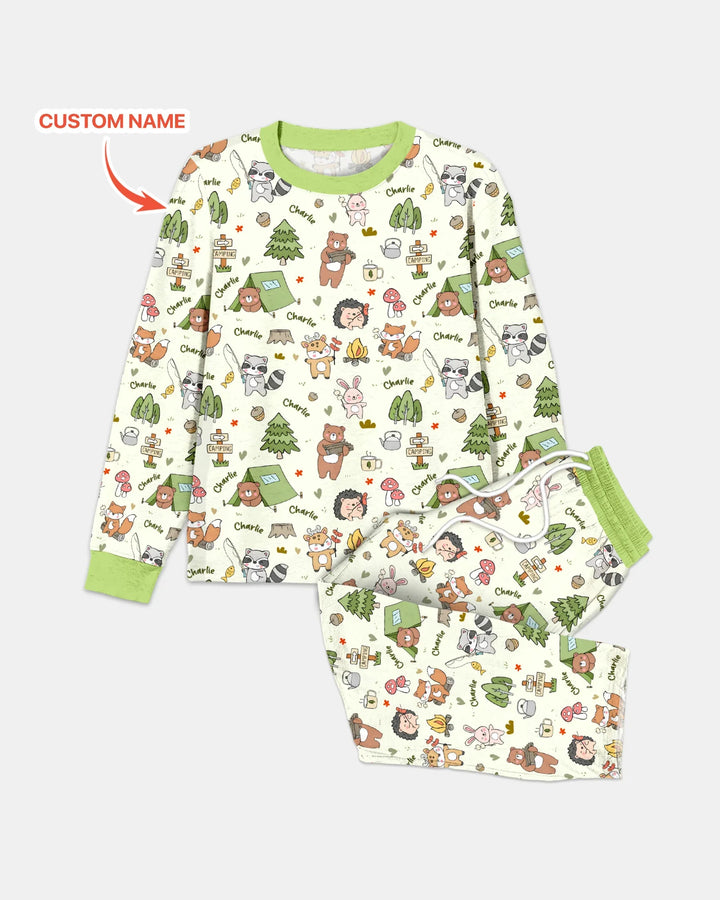 Custom Name Little Camp Buddies Bamboo Men's Pajama Set