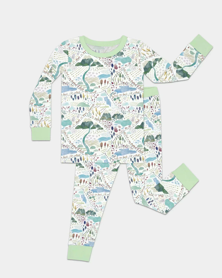 Whimsical Psalms 23 Map Two Piece Long Sleeve Pajama Set