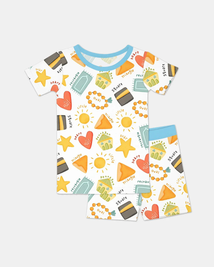 Islamic Shapes Two Piece Short Sleeve Shorts Pajama Set