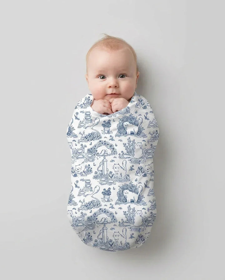 Toile Cats swaddle blanket