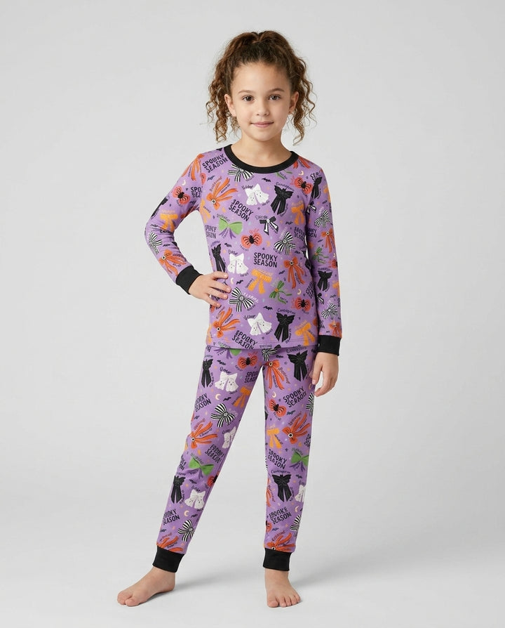 Spooky Bows Spooky Season Bamboo Two Piece Long Sleeve Pajama Set