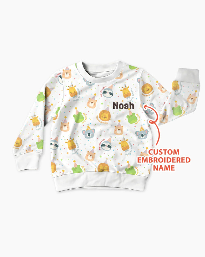 1st Birthday Personalized Embroidered Baby Bamboo Crewneck Sweatshirt