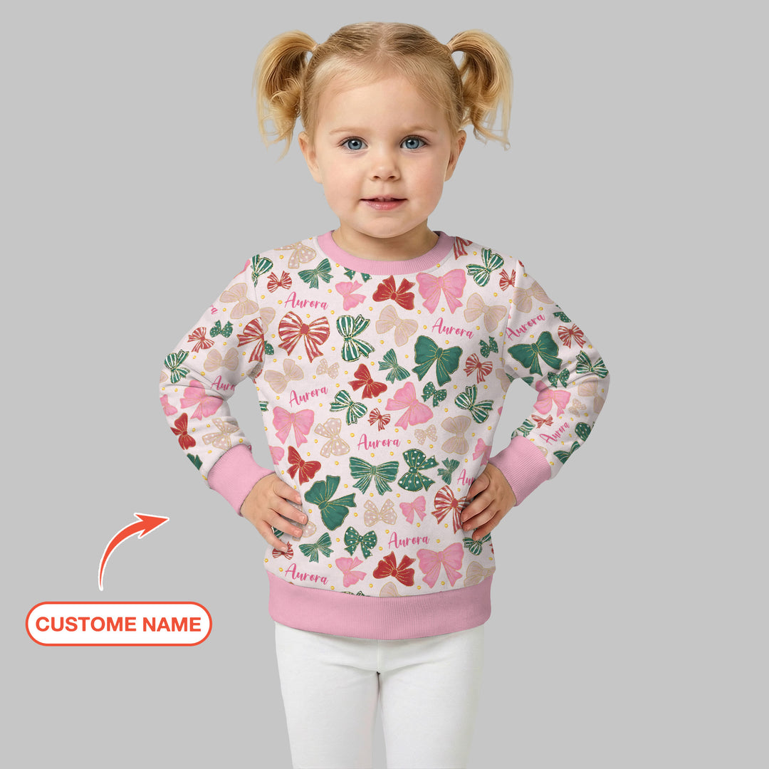 Custom Name Preppy Coquette Bows Crewneck Sweatshirt
