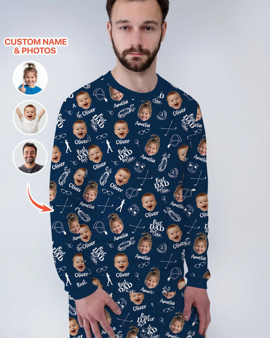Custom Photo Best Dad By Par Bamboo Men's Pajama Set