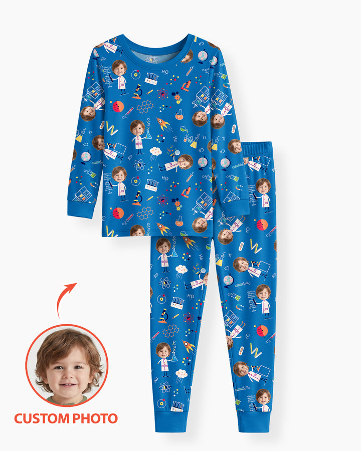 Custom Image Chemical Laboratory Bamboo Two Piece Long Sleeve Pajama Set