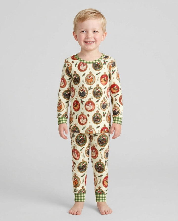 Chicken Merry Clucking Christmas Bamboo Two Piece Long Sleeve Pajama Set