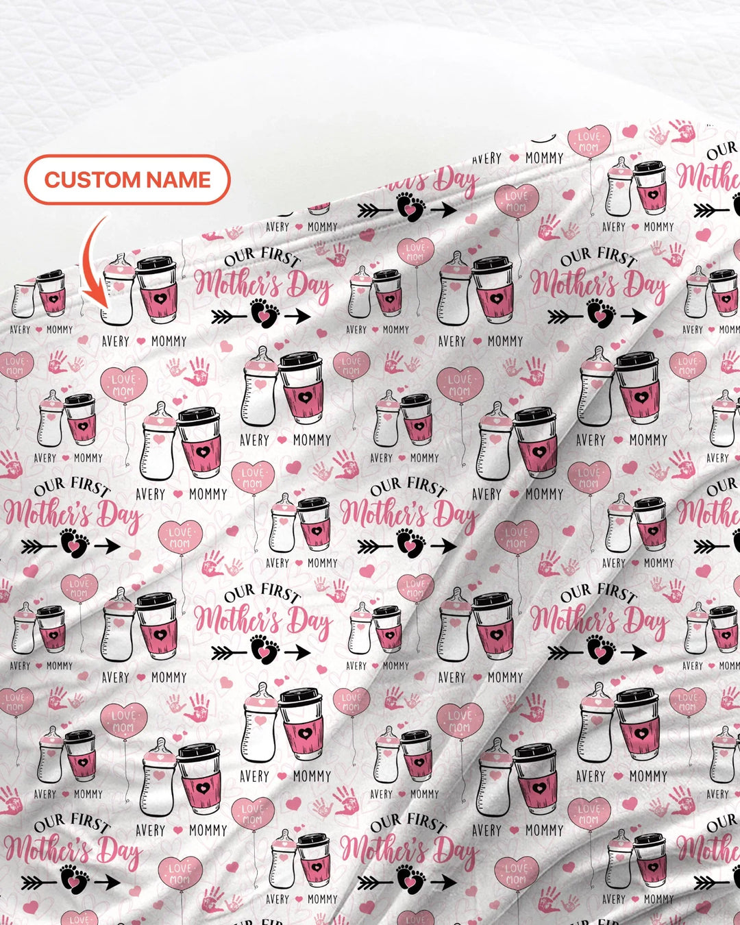 Custom Name First Mother's Day Drink bamboo swaddle blanket