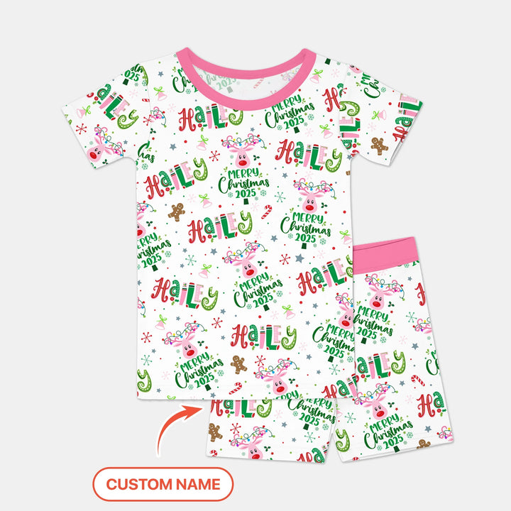 Custom Name "Whimsical Little Things" Two Piece Short Sleeve Shorts Pajama Set