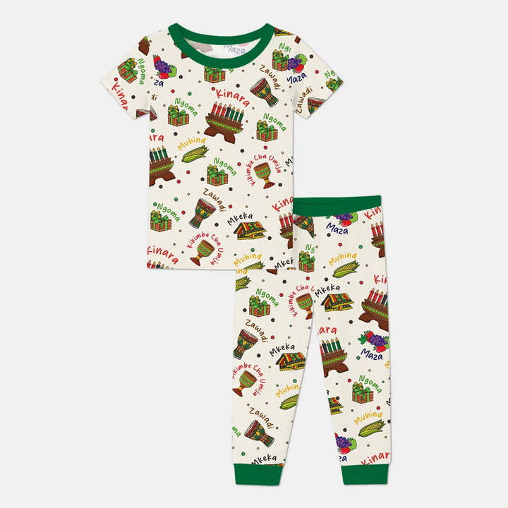 Happy Kwanzaa Family Matching Two Piece Short Sleeve Pajama Set