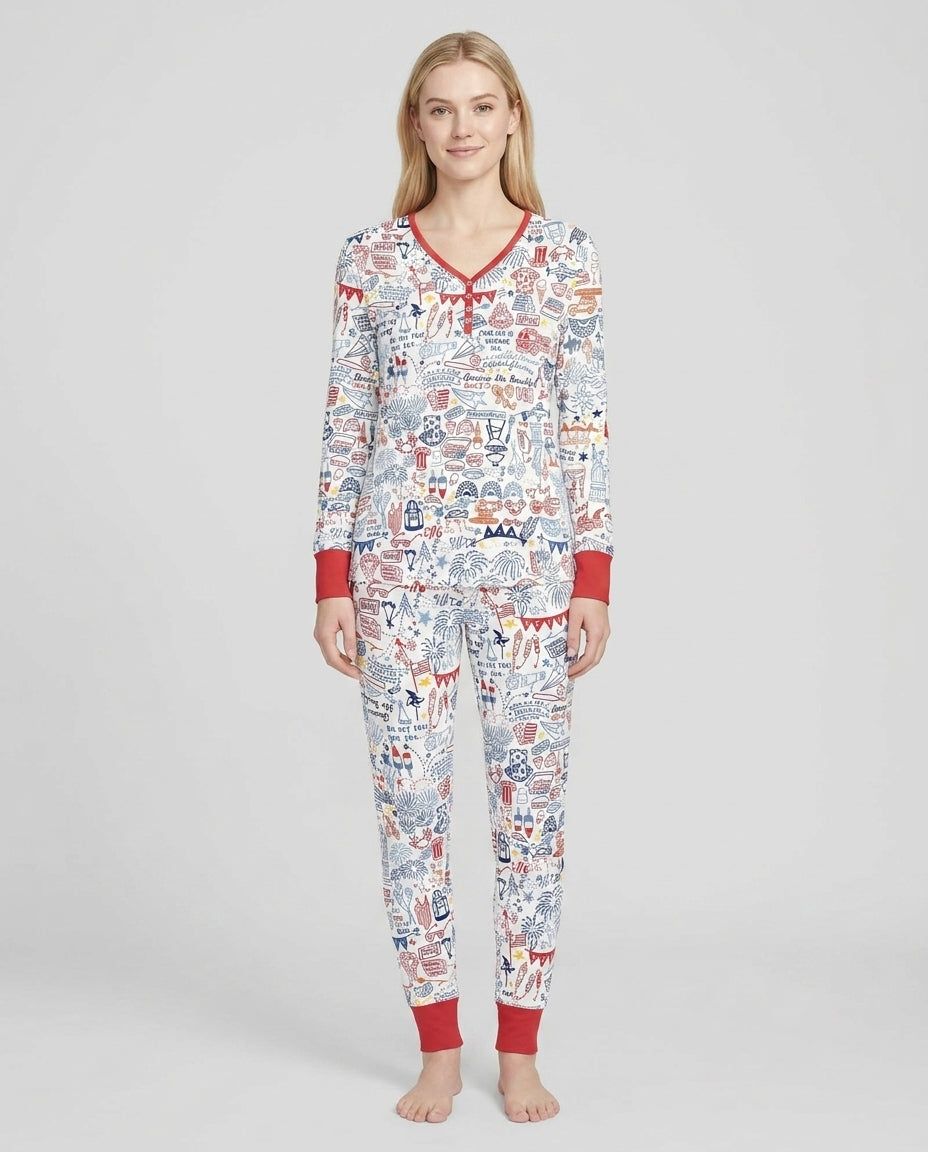 Liberty Doodle 250th Family Matching Bamboo Women Pajama Set