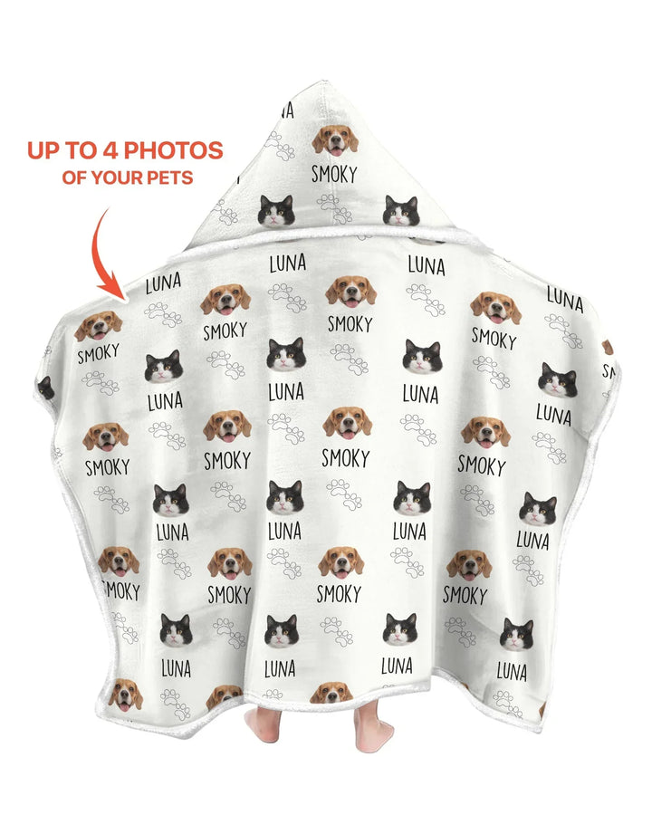 Custom Name and Pet Photos Wearable Hooded Blanket