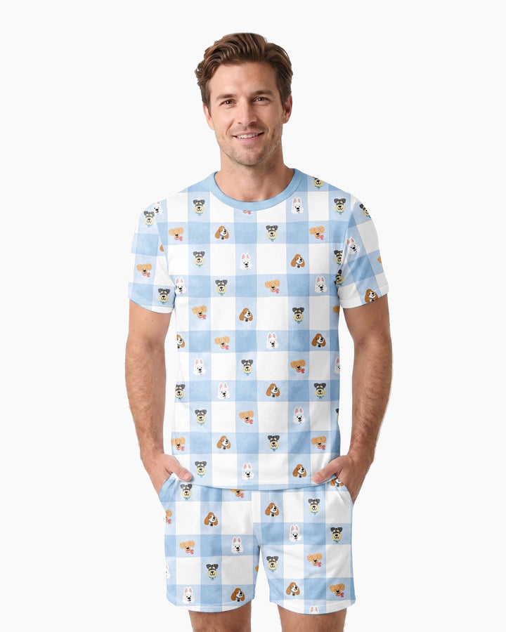 Plaid Pals Family Matching Bamboo Men Short Sleeve Short Pajama Set